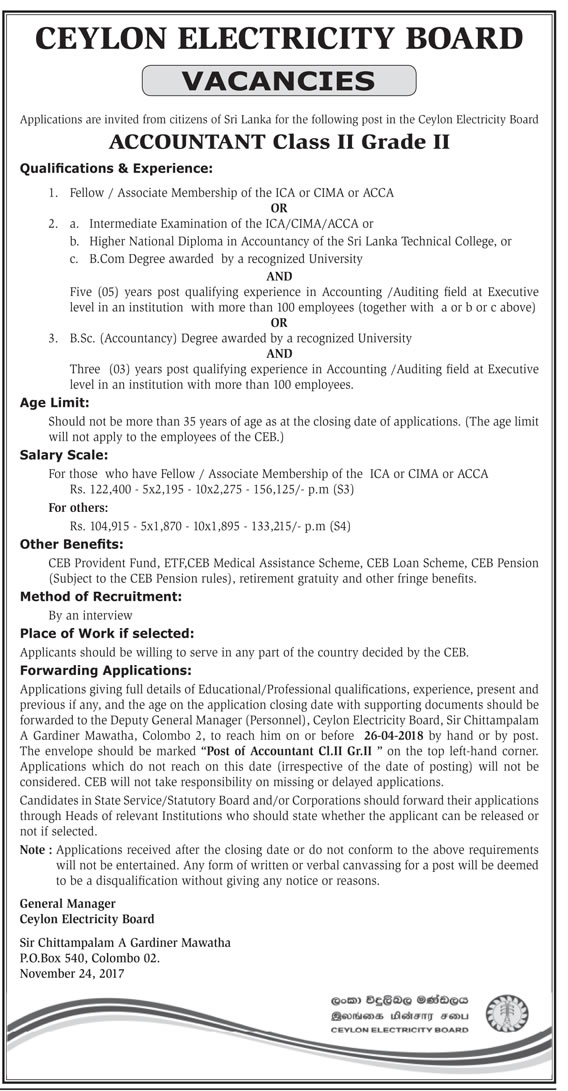 Accountant - Ceylon Electricity Board